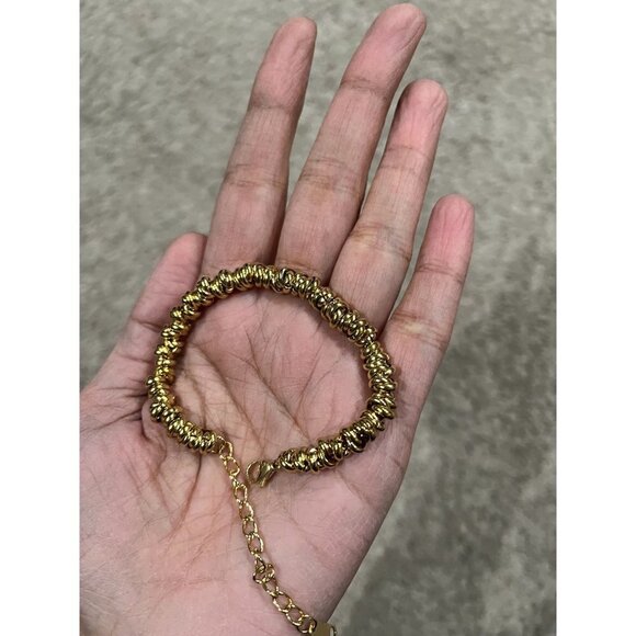 Gold statement bracelet chunky link chain cuff large bold vintage style metal - Picture 5 of 7